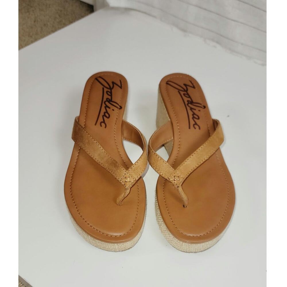 ZODIAC RIO WEDGE SANDALS IN CHESTNUT, SZ 10